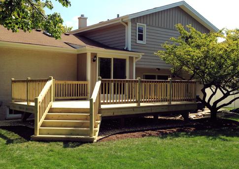 Deck in Darien IL - DuPageDecks.com "We love it!  We are all excited to use it this coming weekend.  Thank you so much; the design fits our house/setup perfectly, and you can see the quality craftsmanship right away"