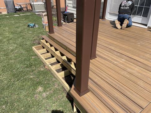 2023 Elmhurst Il Trex decking (Havana Gold) install in-progress A-Affordable Decks Lombard IL