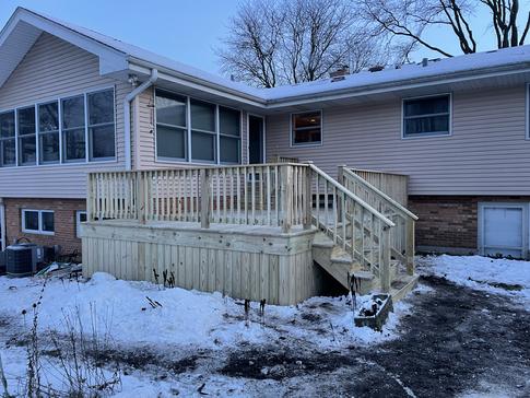 First deck of 2024 completed January 11. Pressure treated Downers Grove A Affordable Decks Lombard IL